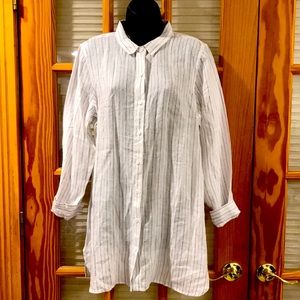 Garnet Hill Sz Medium Striped Shirt Dress